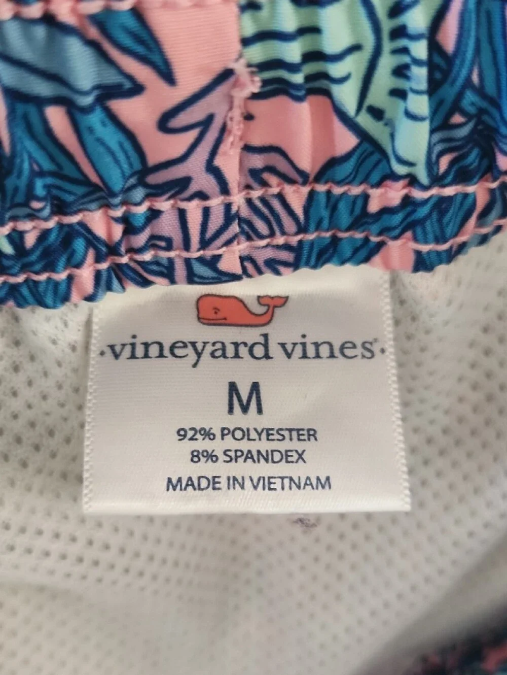 Vineyard Vines Pink & Blue Fish Print Kids Swim Trunks